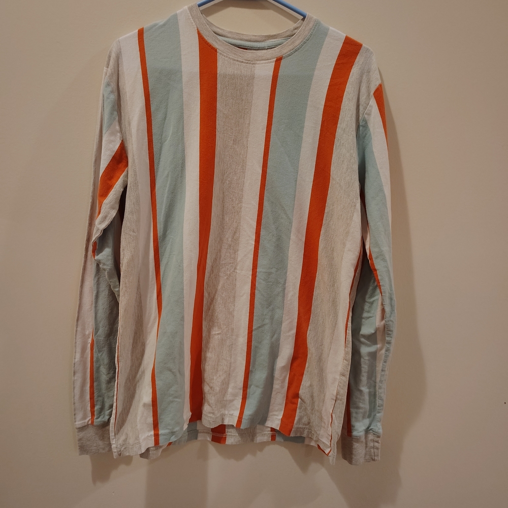 Striped Long Sleeve Tee - Orange and White